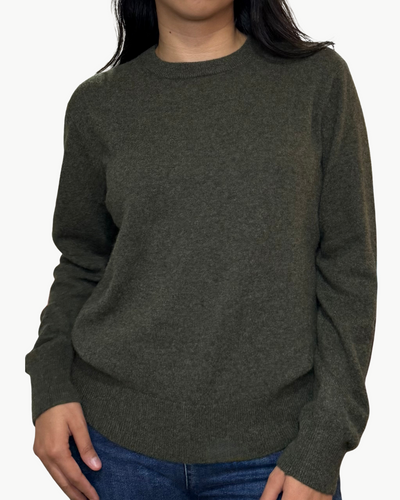 CASHMERE CREW IN THYME HEATHER
