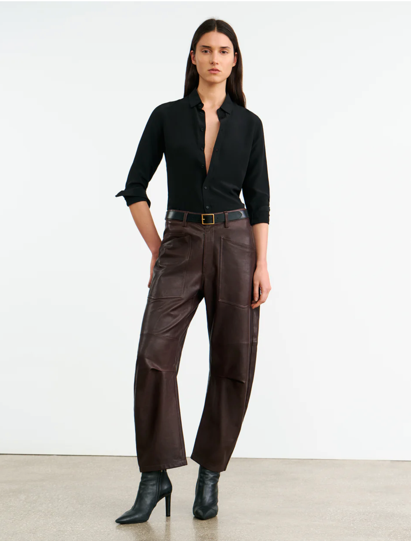 SHON LEATHER PANT IN DARK BROWN