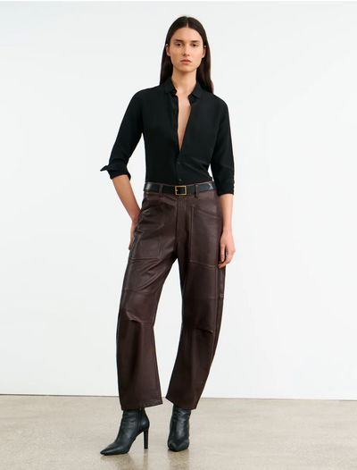 SHON LEATHER PANT IN DARK BROWN