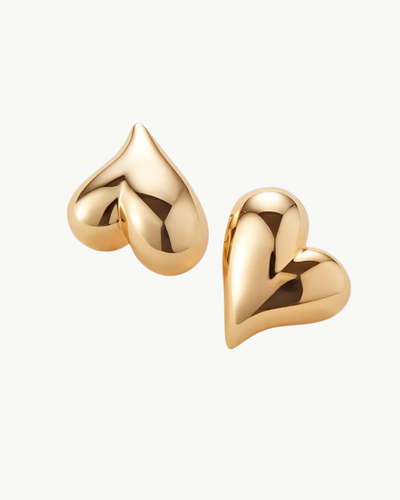 ART HEART BUTTON EARRINGS IN GOLD - Romi Boutique