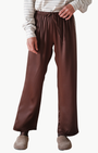 THE SILK STRIPE CROP PANT IN ESPRESSO - Romi Boutique