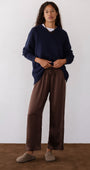 THE SILK STRIPE CROP PANT IN ESPRESSO - Romi Boutique
