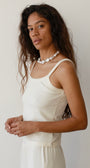 THE BABY RIB SCALLOP TANK IN CREME - Romi Boutique