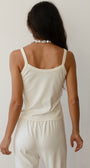 THE BABY RIB SCALLOP TANK IN CREME - Romi Boutique