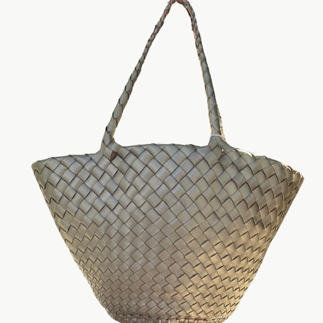 EGOLA LEATHER TOTE IN PEWTER by Dragon Diffusion - Romi Boutique
