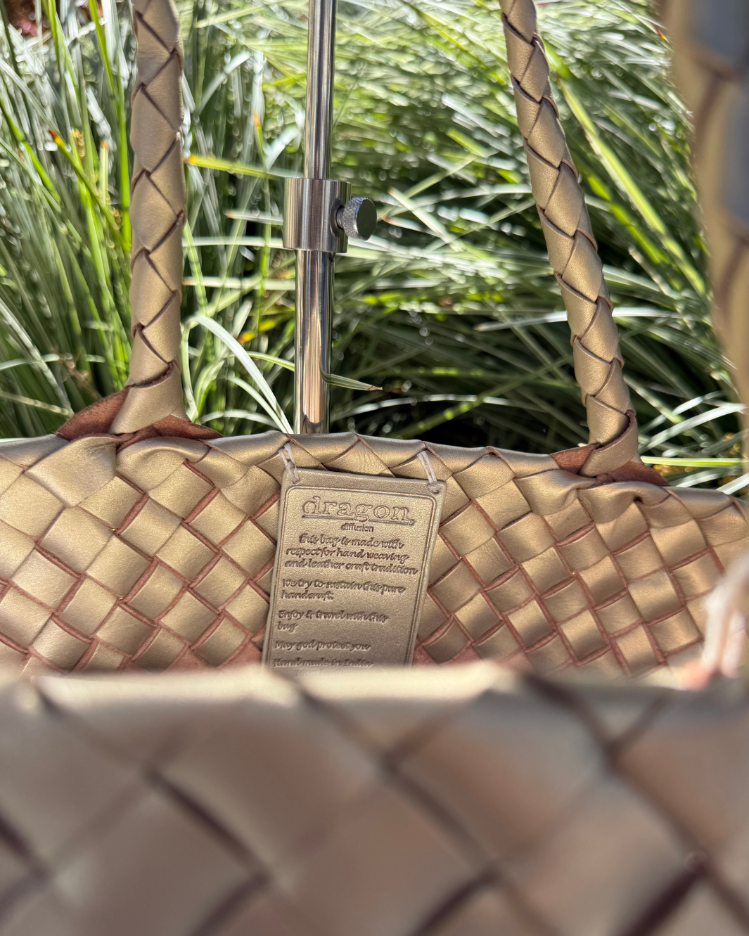 EGOLA LEATHER TOTE IN PEWTER by Dragon Diffusion - Romi Boutique