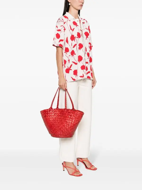EGOLA LEATHER TOTE IN RED by Dragon Diffusion - Romi Boutique