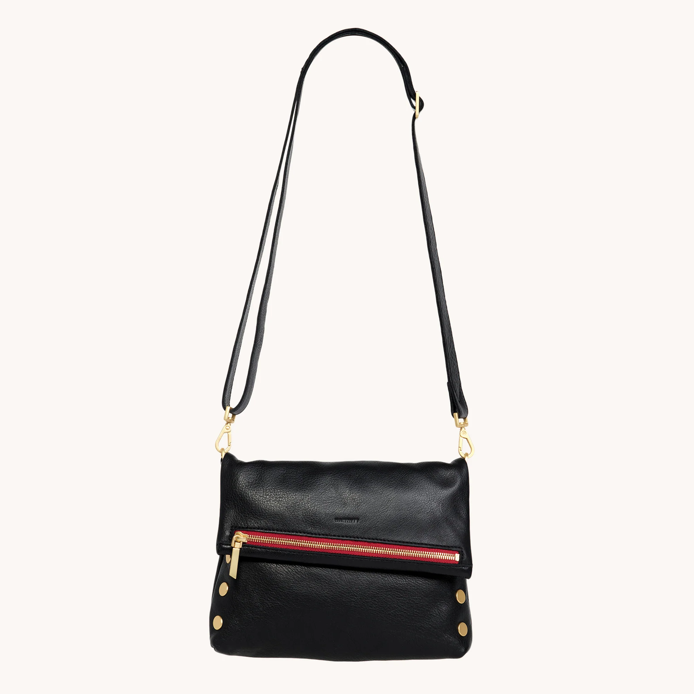 VIP MED IN BLACK/BRUSHED GOLD RED ZIP - Romi Boutique