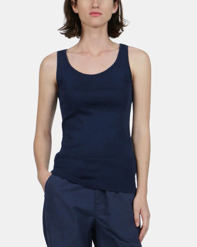BABY RIB TANK IN NAVY - Romi Boutique