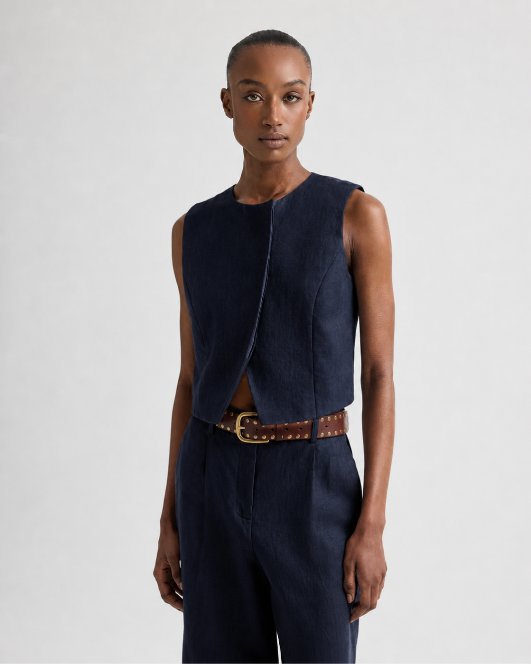 TWP High Neck Hidden Placket Vest at Romi Boutique