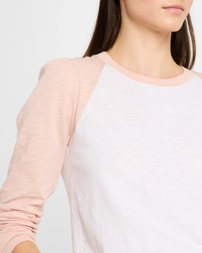 MASON BASEBALL TEE IN WHITE/PINK