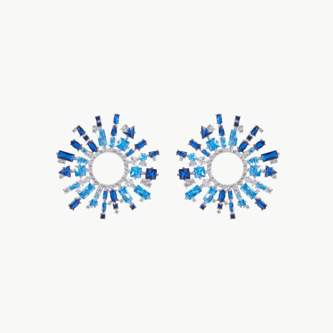 NICKHO REY White Rhodium & Blue Ombre Margaret Earrings at Romi Boutique