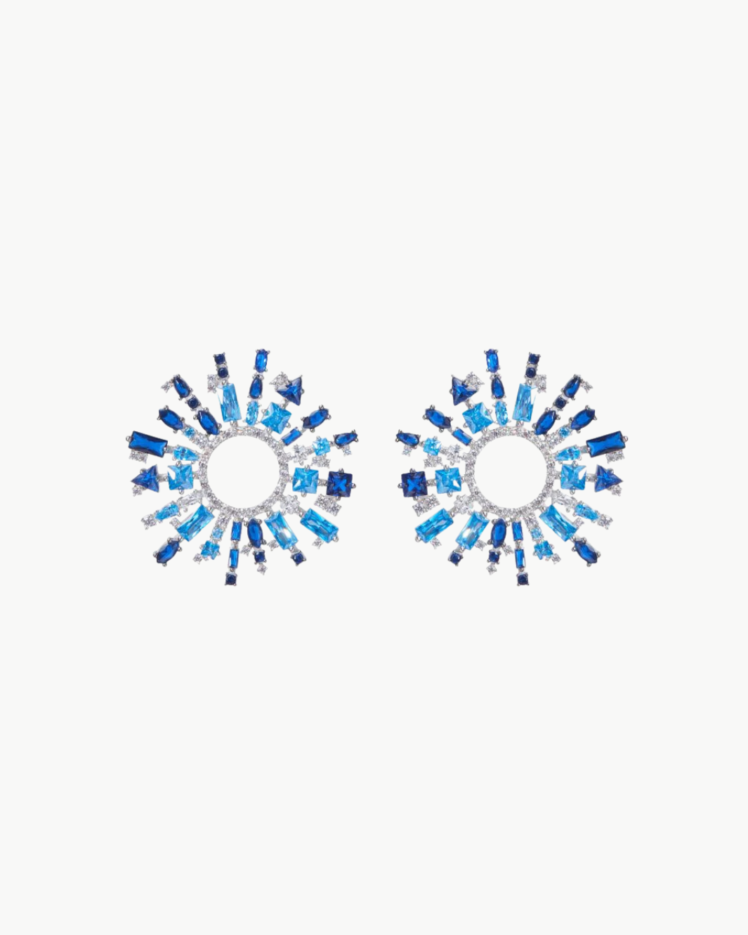 MARGARET EARRINGS IN WHITE RHODIUM/BLUE OMBRE - Romi Boutique