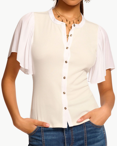 COLETTE RIBBED COMBO TOP IN IVORY