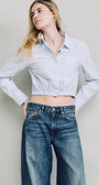 Denimist Cropped Elastic Waist Shirt at Romi Boutique