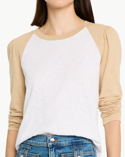 MASON BASEBALL TEE IN WHITE/STONE