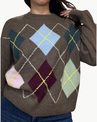 CASHMERE ARGYLE CREW IN MULTI COMBO
