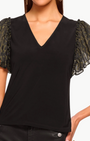 Ramy Brook Lysette V- Neck Flutter Sleeve Top at Romi Boutique