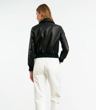 REDLEY LEATHER BOMBER JACKET IN BLACK