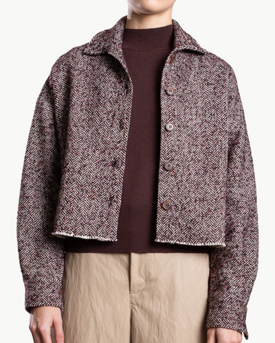 ESME SHIRT IN HERRINGBONE BURGUNDY