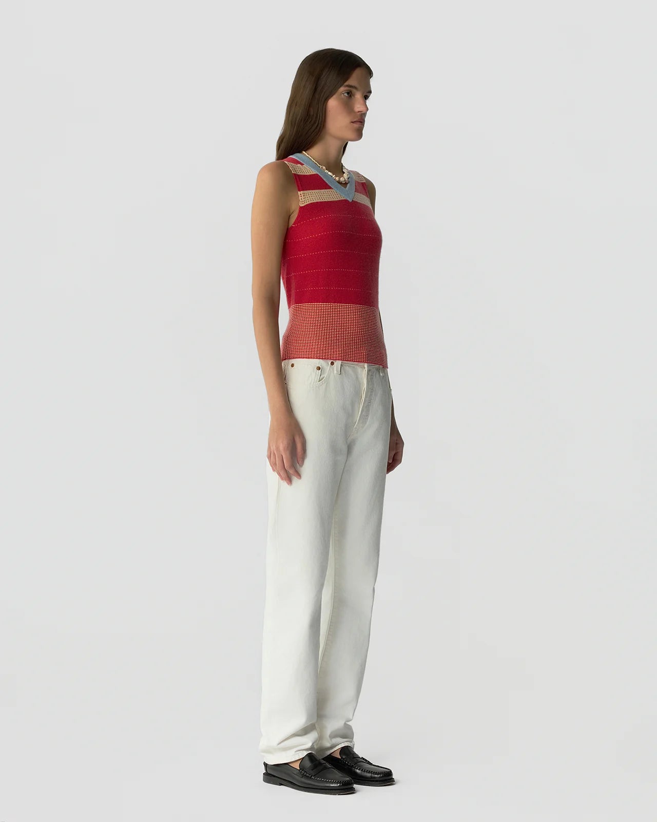 Guest In Residence COLLEGIATE STRIPE VEST at Romi Boutique