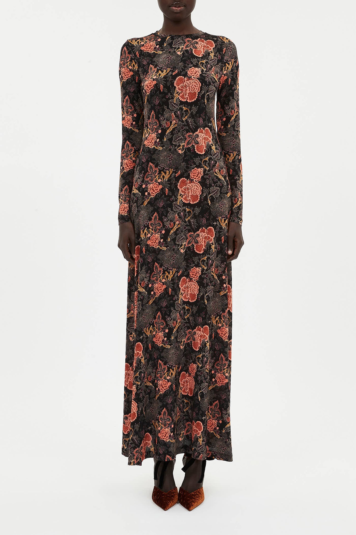 AMARI JERSEY LONG SLEEVE DRESS IN NIGHT LILY
