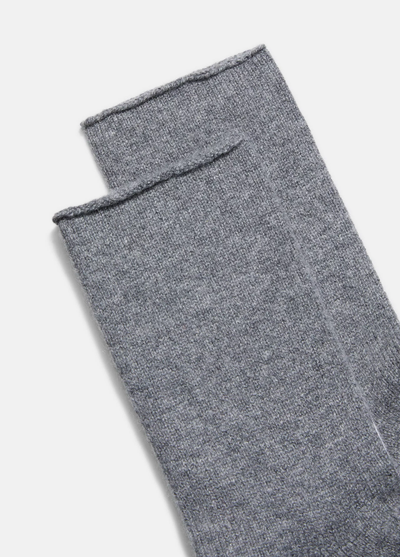 CASHMERE JERSEY SHORT SOCKS IN MEDIUM HEATHER GREY - Romi Boutique
