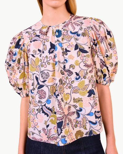 CORALIE SHORT SLEEVE BLOUSE IN MAGNOLIA - Romi Boutique