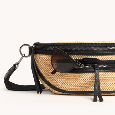 CHARLES CROSSBODY MED IN CHAPARRAL RAFFIA/GUNMETAL
