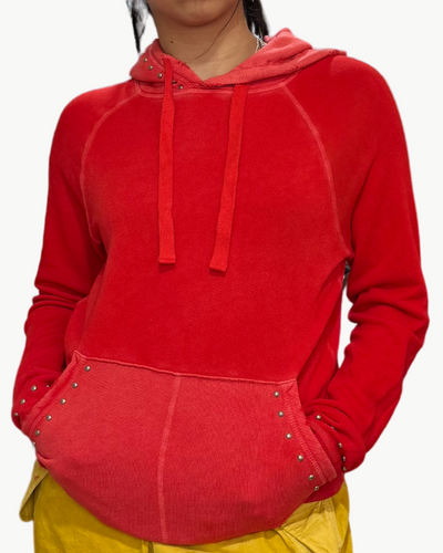 SUPERVINTAGE YUMM HOMESTUD SHRUNKEN HOODIE IN HOTRED POWDER