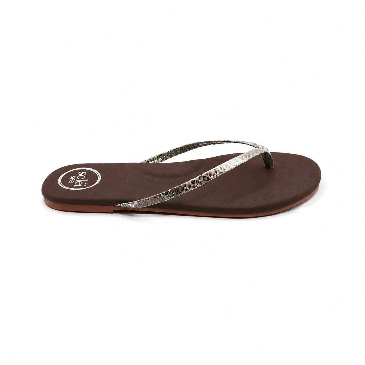 Solei Sea Copa Brown With Lizard Print Sandal at Romi Boutique