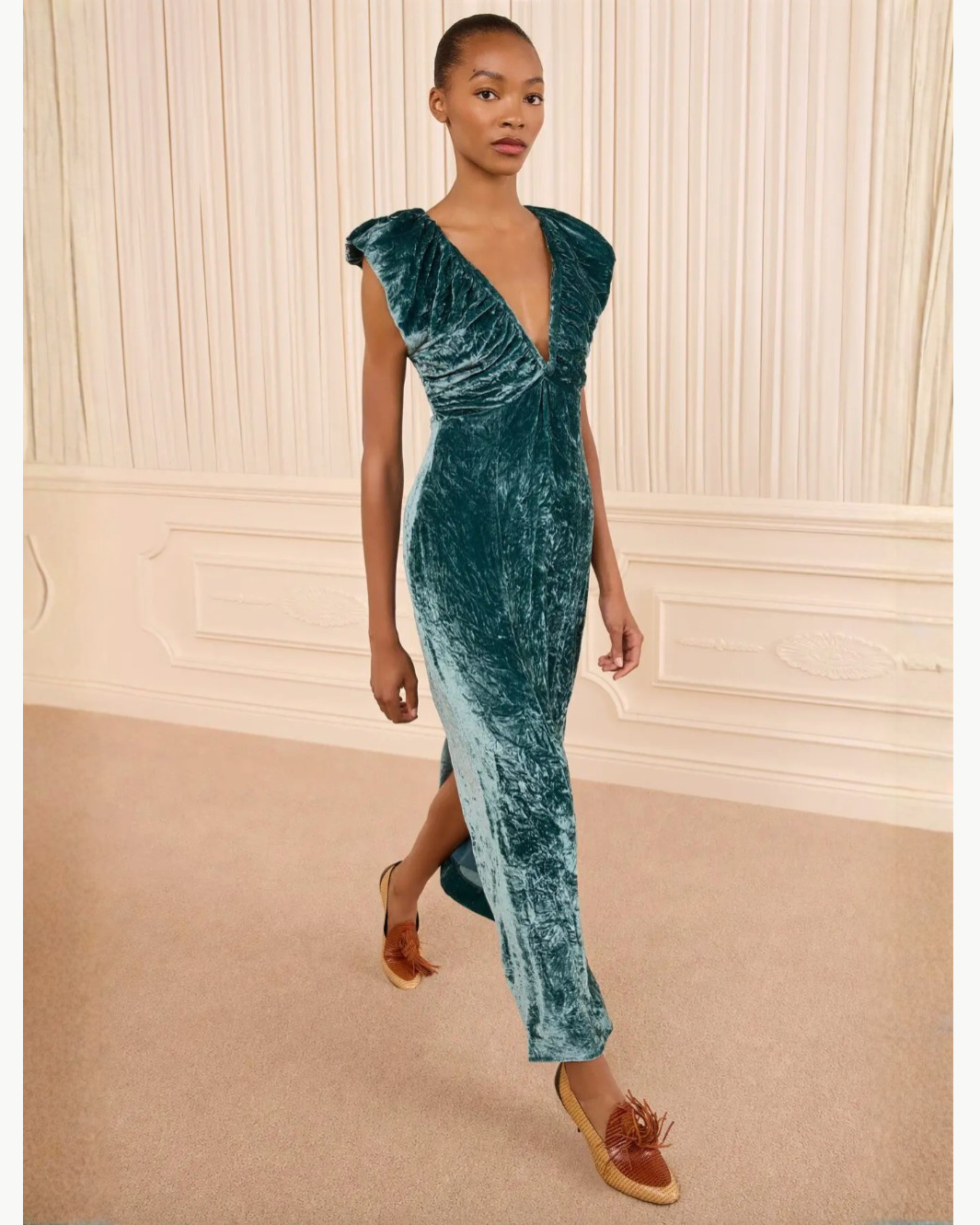 Astra V-Neck Velvet Dress