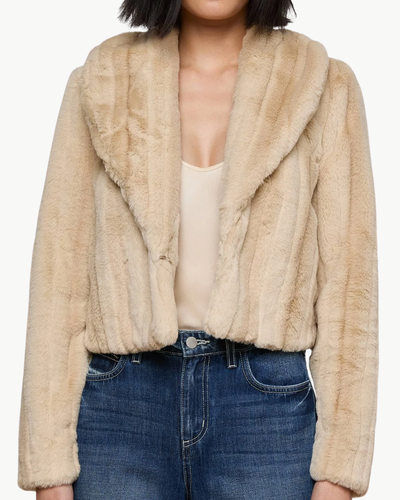 DAVY FAUX FUR JACKET IN LATTE STRIPED FUR