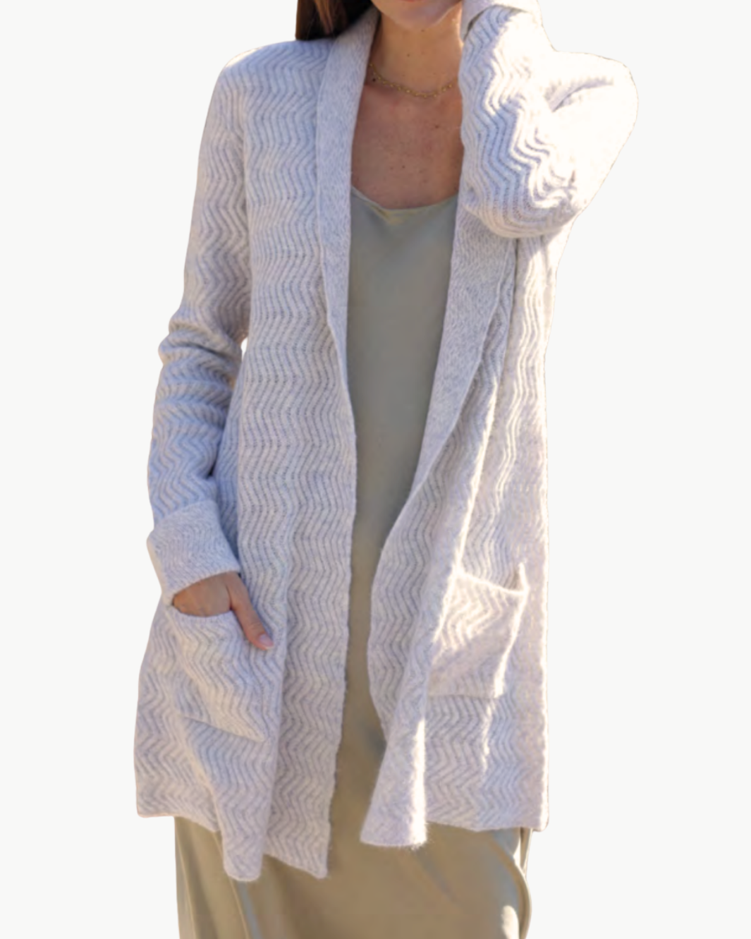 Oats Cashmere DAIS CARDIGAN IN NIMBUS at Romi Boutique