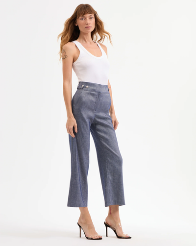 AUBRIE LINEN PANT IN BLUE MELANGE