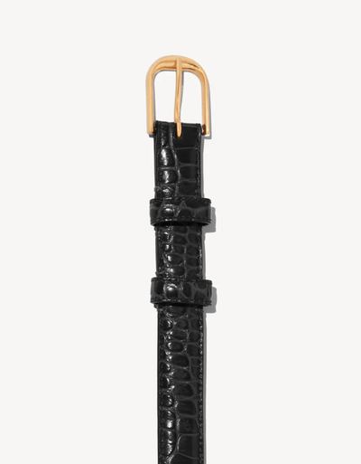 JANE BELT IN BLACK CROC WITH BRASS