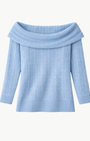Minnie Rose CASHMERE POINTELLE OFF SHOULDER W/ TIER at Romi Boutique