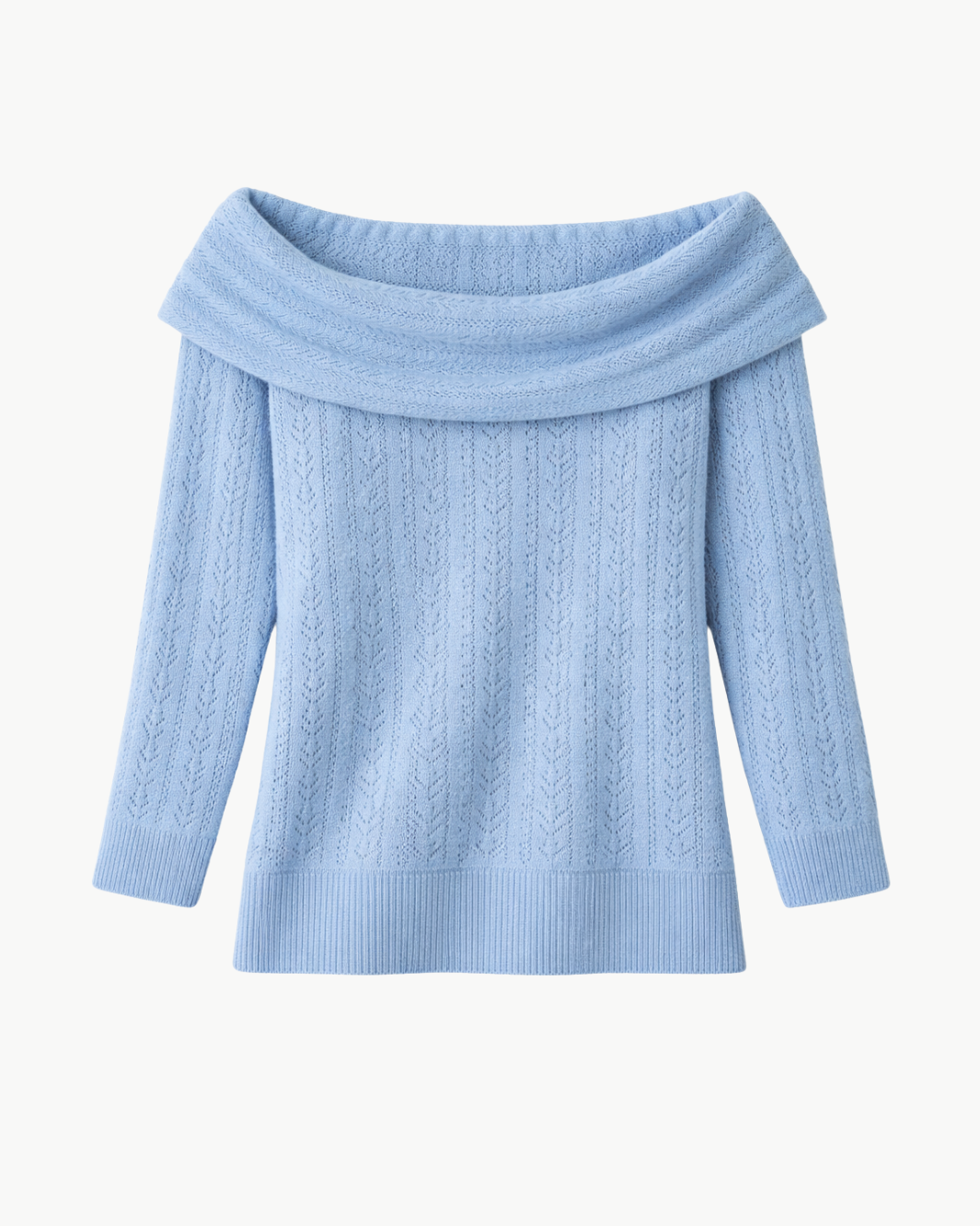 Minnie Rose CASHMERE POINTELLE OFF SHOULDER W/ TIER at Romi Boutique