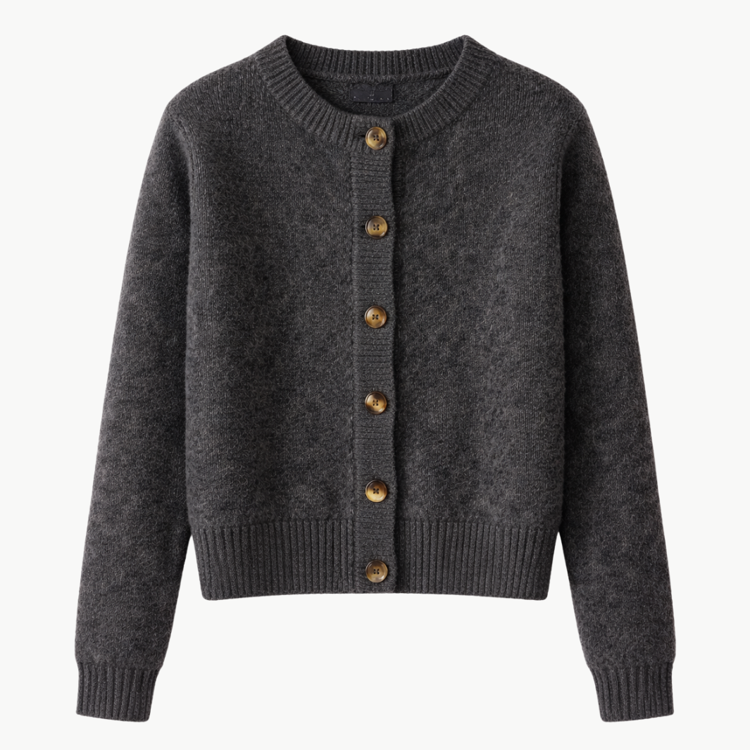 Minnie Rose CASHMERE SILK MARLED RELAXED CREW CARDI at Romi Boutique