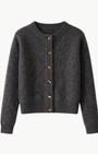 Minnie Rose CASHMERE SILK MARLED RELAXED CREW CARDI at Romi Boutique