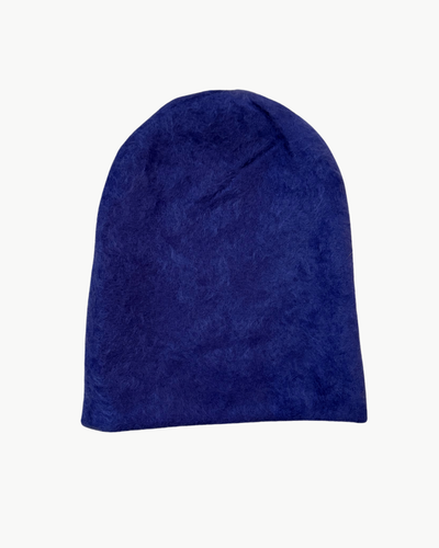 REVERSIBLE BRUSHED CASHMERE BEANIE IN NIGHT/DEEP SEA