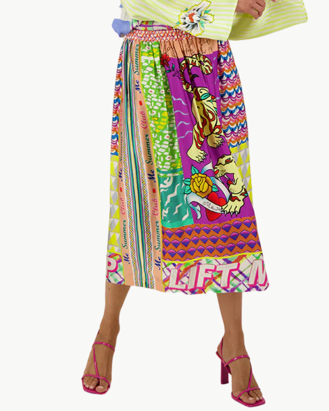 Me369 VANESSA PRINTED MIDI SKIRT at Romi Boutique