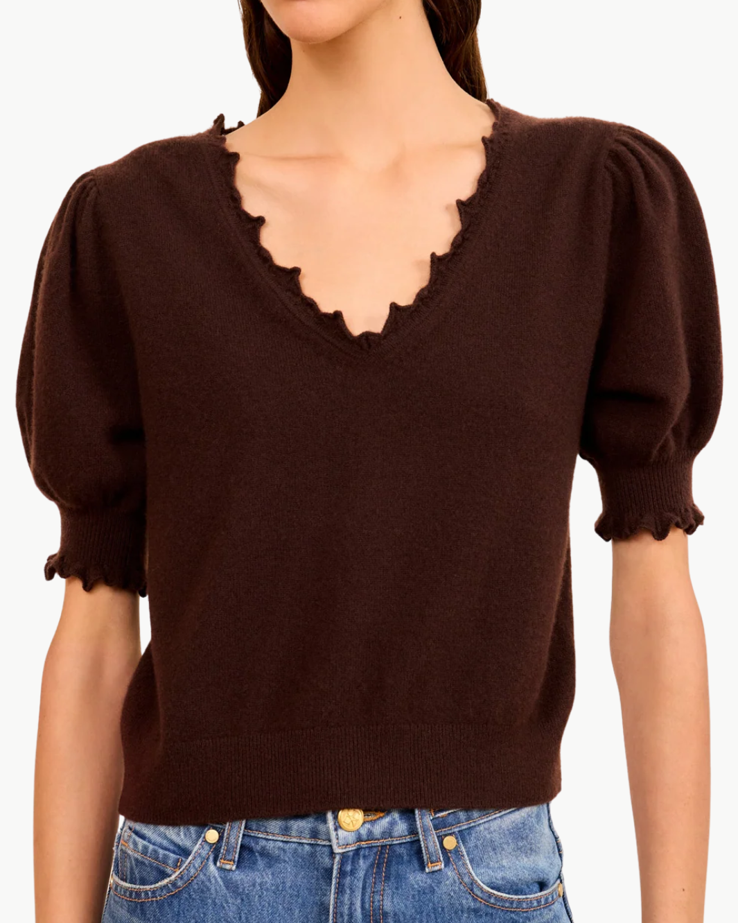 POLLINE SHORT SLEEVE TOP IN WENGE