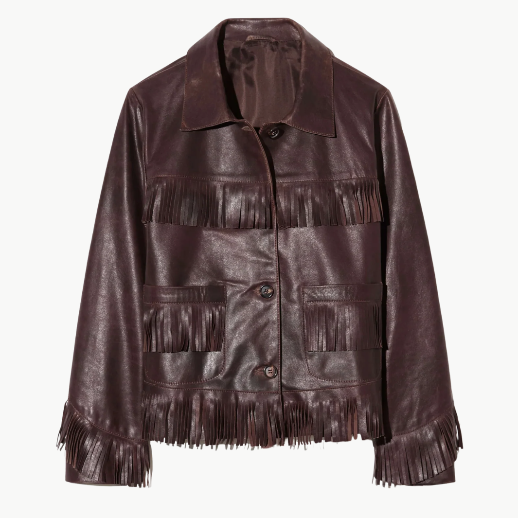 Nili Lotan Lazare Fringe Leather Jacket at Romi Boutique