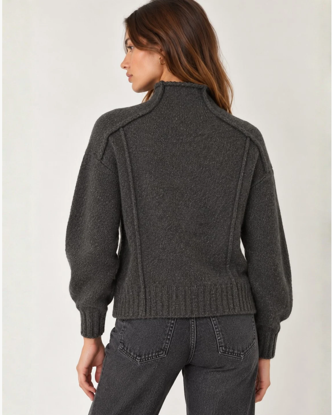 Boxy Seamed Funnel Neck