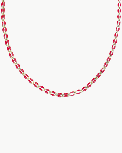 OVAL LINK NECKLACE IN HOT RED - Romi Boutique