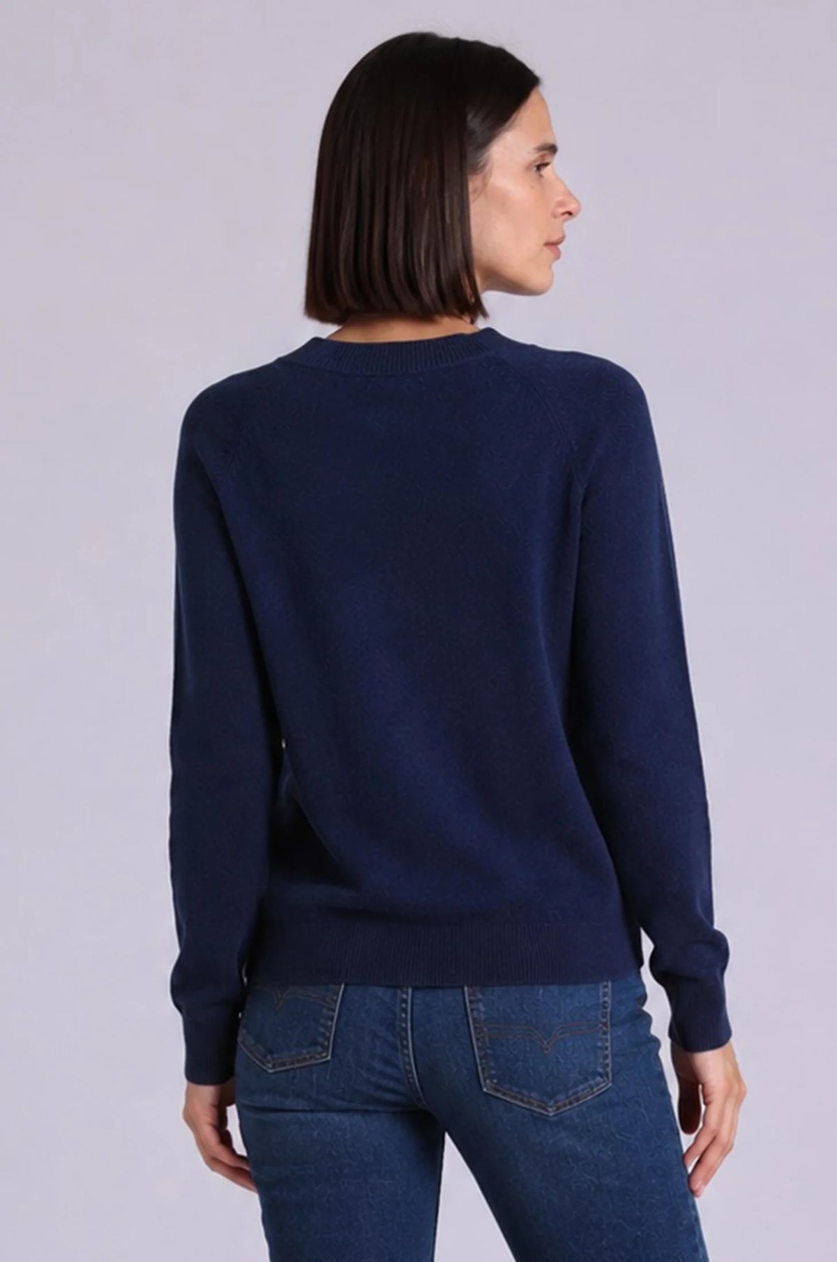Minnie Rose Cashmere Long Sleeve Shrunken V Neck at Romi Boutique