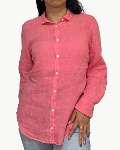 CORAZON WOVEN SHIRT IN HIBISCUS - Romi Boutique