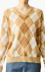 Brazeau Tricot Argyle V-Neck at Romi Boutique