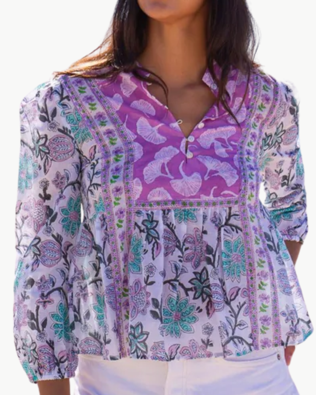 MICHELLE TOP IN MIXED PRINTS - Romi Boutique